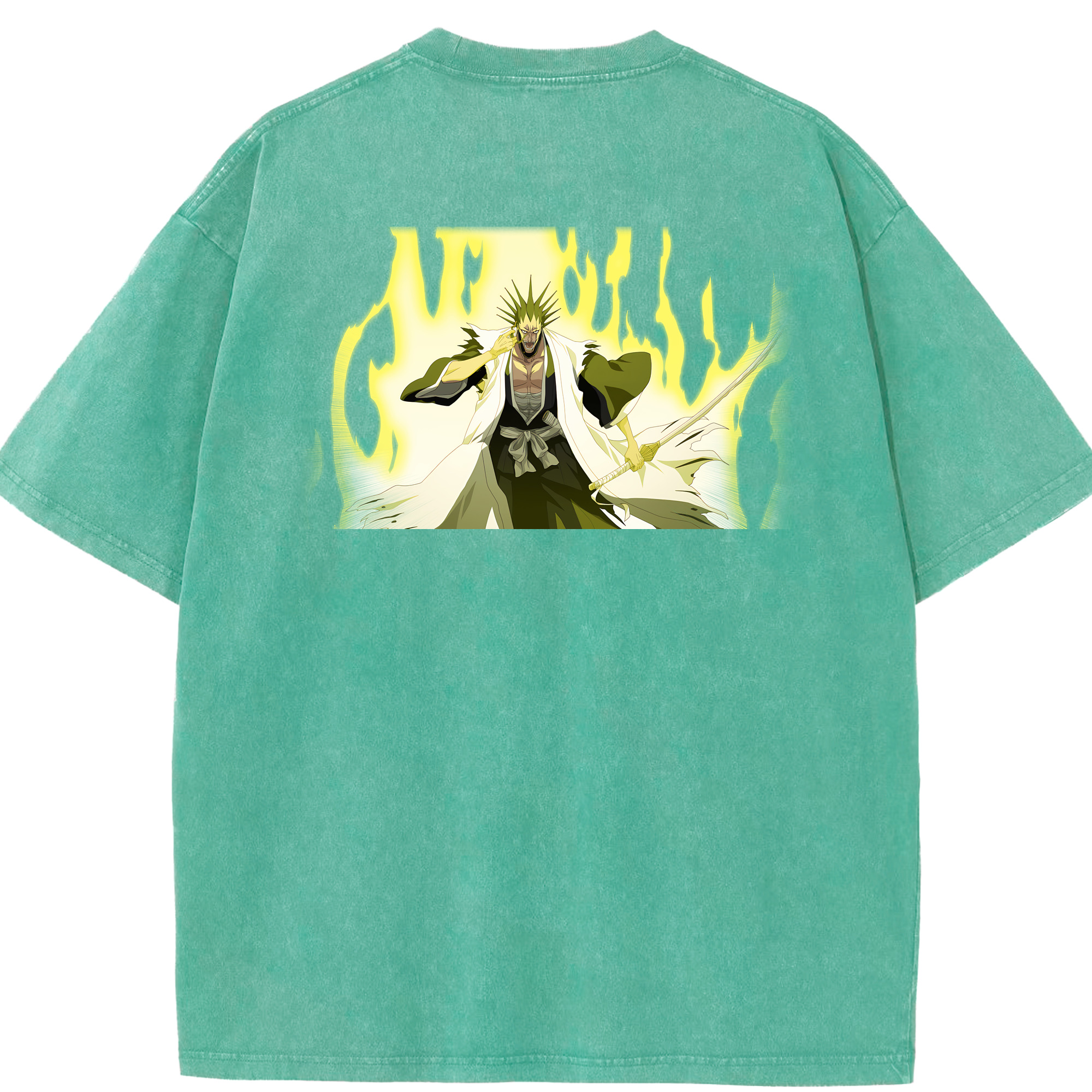 （画像用） ブリーチ ざらき けんぱち BLEACH Zaraki Kenpachi 綿100% ヴィンテージ風 半袖Tシャツ（背面プリント）
